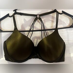 Victoria's Secret Bombshell Push-Up bra iolive green satin finish Size 32 C